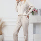 Half Button Round Neck Top and Drawstring Pants Lounge Set