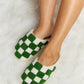 Checkered Print Plush Slide Slippers