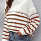 Striped Turtleneck Drop Shoulder Sweater