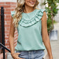 Ruffled Round Neck Sleeveless Blouse