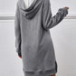 Slit Long Sleeve Hooded Dress with Pocket