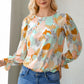 Printed Flounce Sleeve Buttoned Blouse