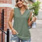 Eyelet Lace Trim Eyelash V-Neck Tank