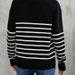 Striped V-Neck Drop Shoulder Sweater