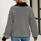 Striped Collared Neck Buttoned Pullover Sweater