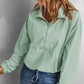 Half-Zip Exposed Seam Drawstring Hem Sweatshirt