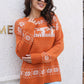 Reindeer & Snowflake Pattern Dropped Shoulder Pullover Sweater