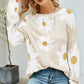 Daisy Print Openwork Round Neck Sweater