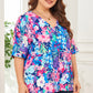 Floral Center Seam V-Neck Blouse