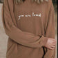 YOU ARE LOVED Graphic Dropped Shoulder Corduroy Sweatshirt