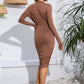 Long Sleeve Ruched Knee-Length Dress