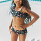 Clear Waters Two-Piece Swim Set in Black Roses