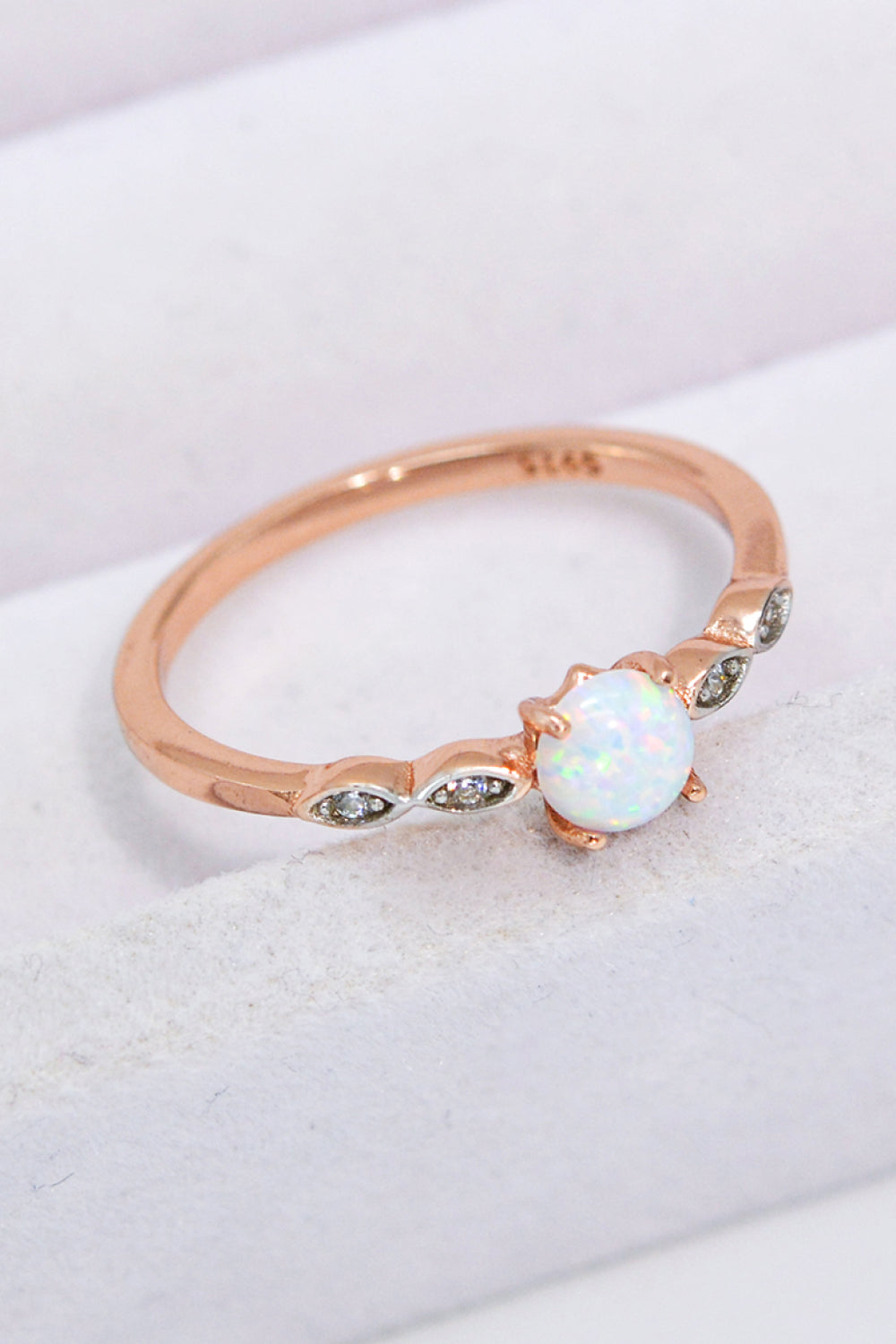 Opal Contrast Platinum-Plated Ring