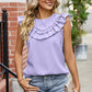 Ruffled Round Neck Sleeveless Blouse