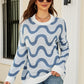 Wave Stripe Ribbed Trim Tunic Sweater