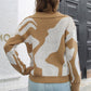 Two-Tone Johnny Collar Dropped Shoulder Pullover Sweater