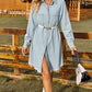 Button Up Collared Neck Raw Hem Denim Dress