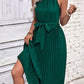 Tie Belt Pleated Midi Dress