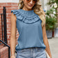 Ruffled Round Neck Sleeveless Blouse