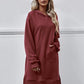 Slit Long Sleeve Hooded Dress with Pocket