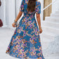 Smocked Floral V-Neck Short Sleeve Dress