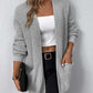 Rib-Knit Open Front Pocketed Cardigan