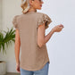 Smocked Flutter Sleeve V-Neck Top