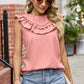 Ruffled Round Neck Sleeveless Blouse