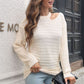 Ribbed Cold Shoulder Round Neck Pullover Sweater