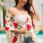 Floral Print Flounce Sleeve Cardigan